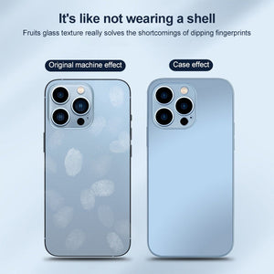 For iPhone 14 AG Frosted Tempered Glass Phone Case
