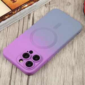 For iPhone 15 Silicone Gradient MagSafe Phone Case