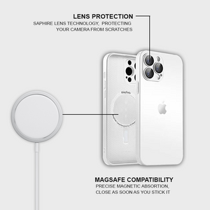 AG Glass Premium Case with Magsafe ( White Silver )