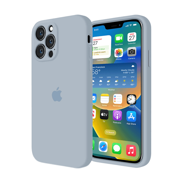 Étui en silicone pour protection d'appareil photo pour iPhone (gris bleu) 