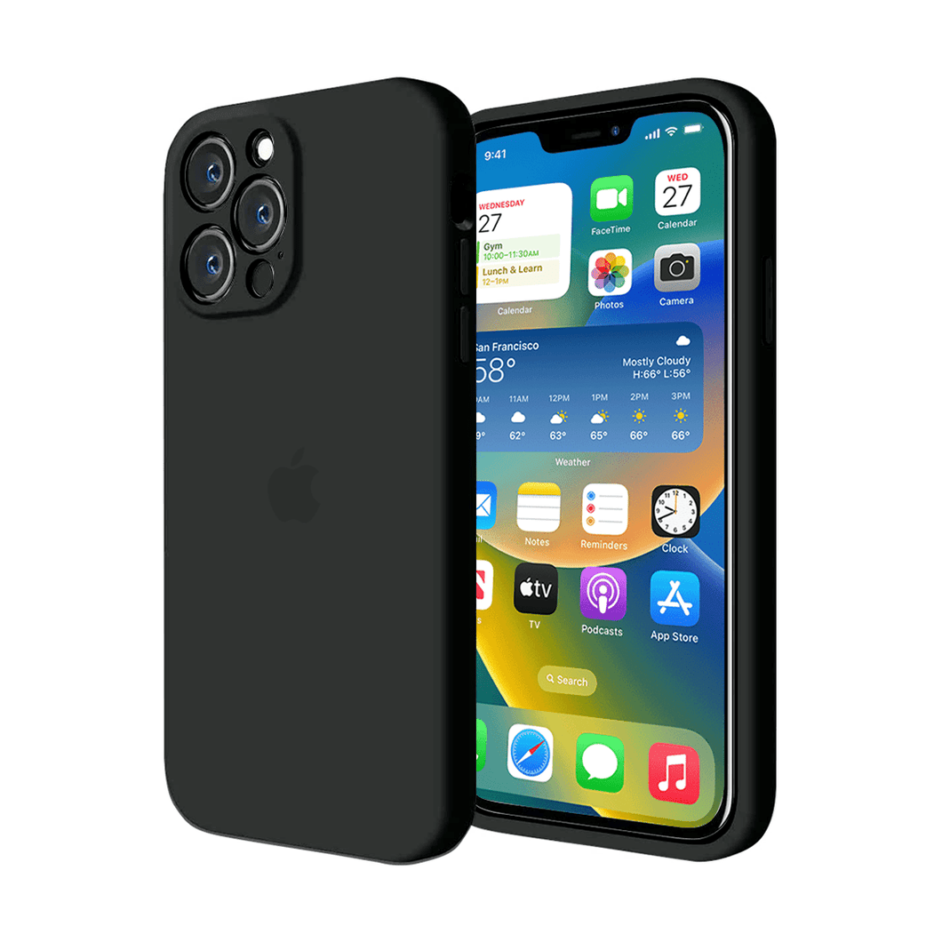Étui en silicone pour protection d'appareil photo pour iPhone (noir) 