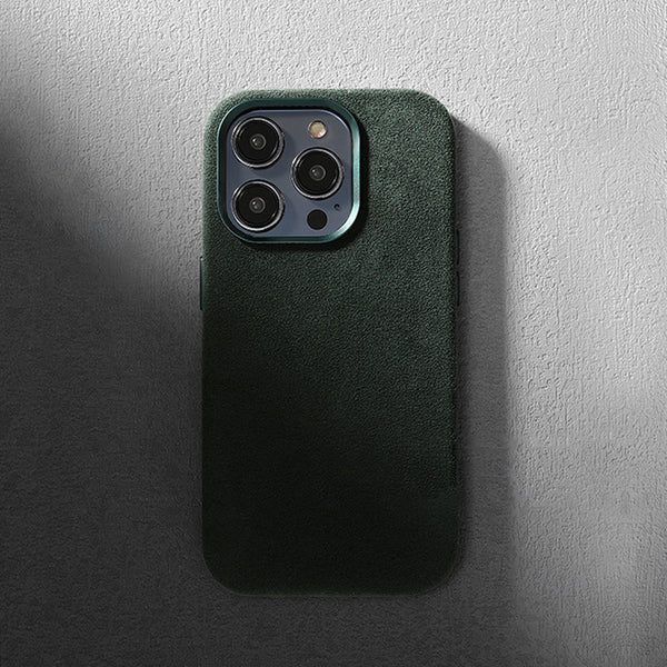 Luxury Alcantara Phone Case with MagSafe ( Green )