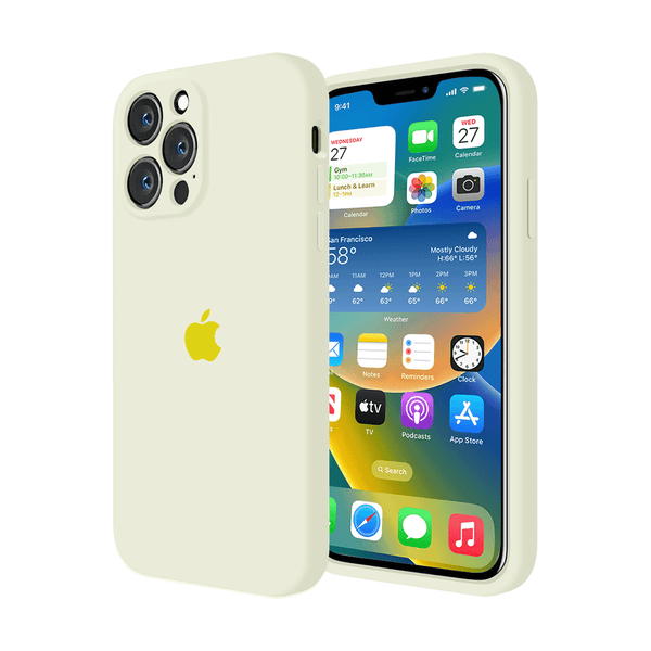 Étui en silicone pour protection d'appareil photo pour iPhone (jaune crème)