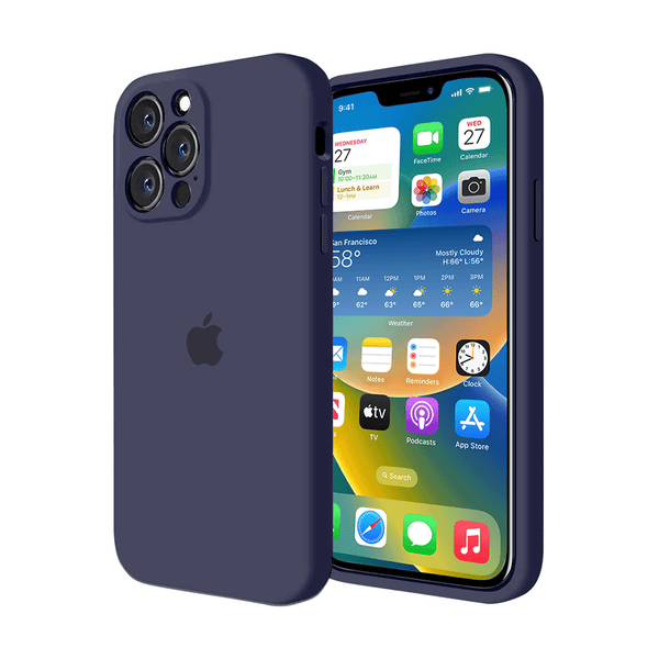 Étui en silicone pour protection d'appareil photo pour iPhone (bleu nuit) 