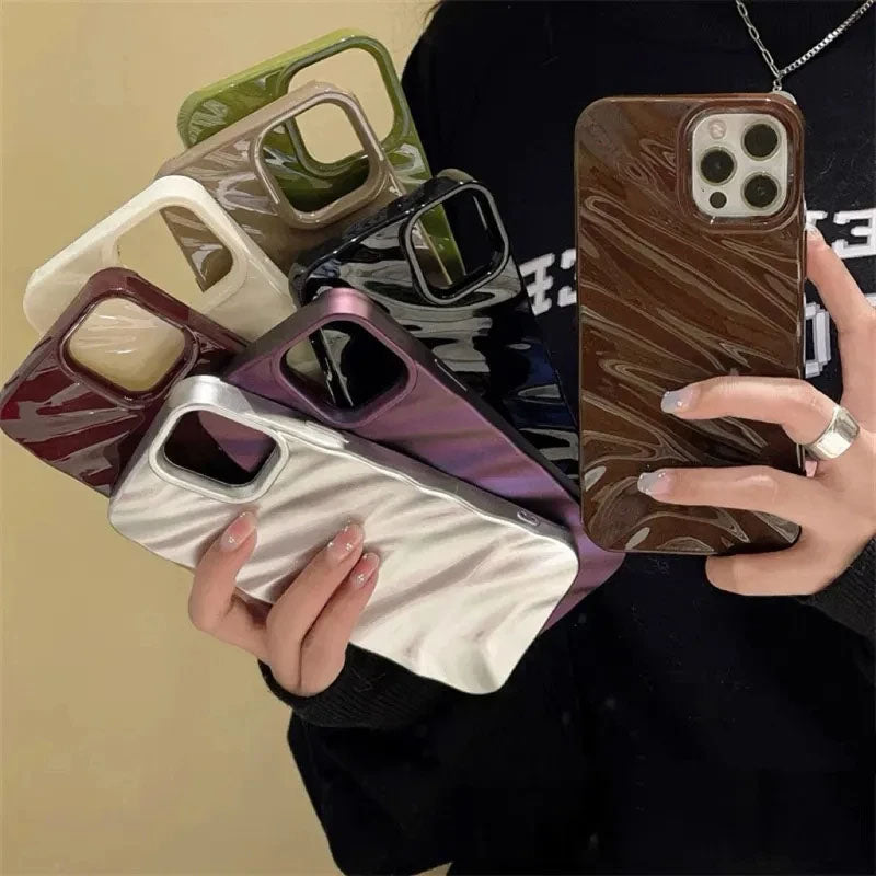 3D Wave Satin Ruffle Pattern Phone Case