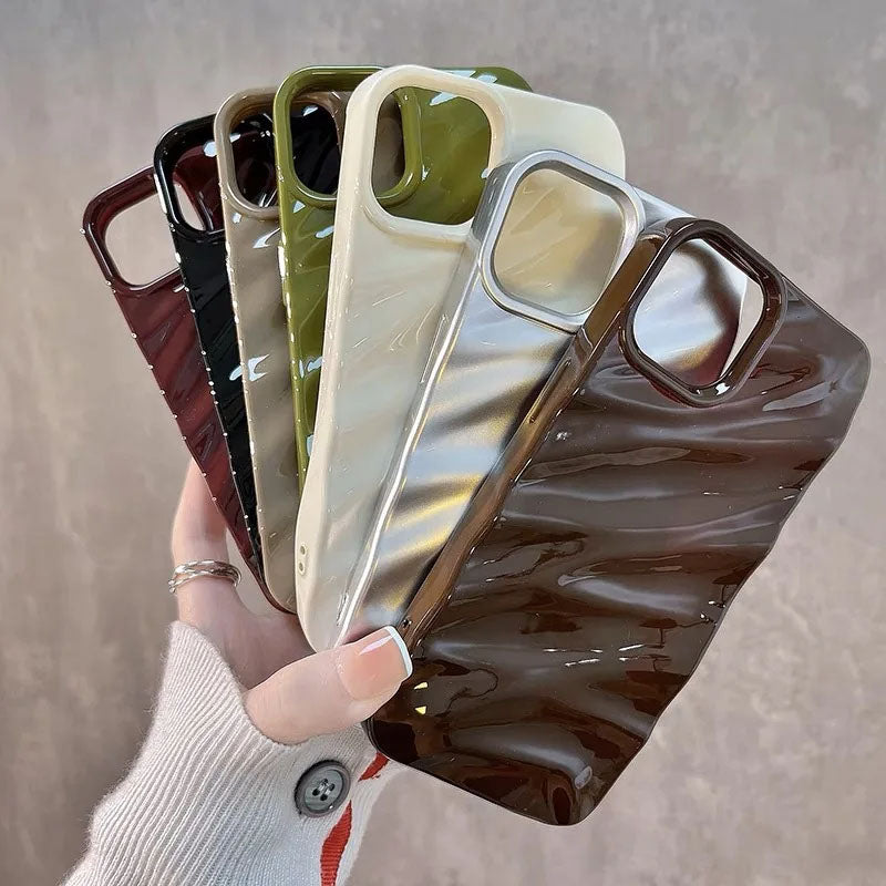 3D Wave Satin Ruffle Pattern Case  For Phone 15