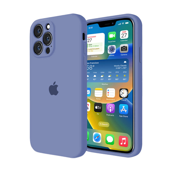 Funda de Silicona con Protector de Cámara para iPhone (GRIS LAVANDA)