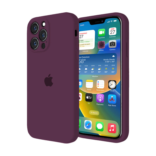 Funda de Silicona con Protector de Cámara para iPhone (CIRUELA)