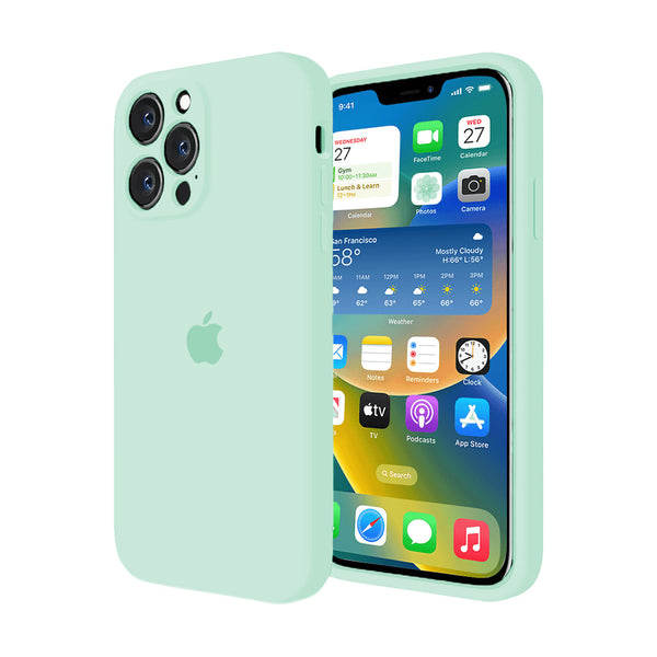 Funda de Silicona con Protector de Cámara para iPhone (PISTACHO)