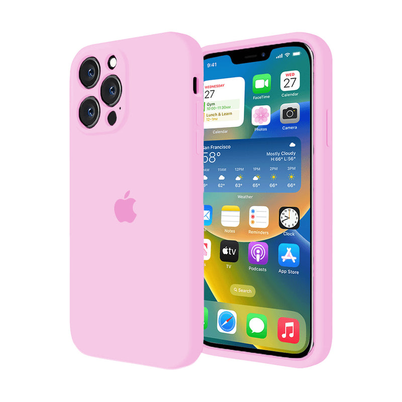 Funda de Silicona con Protector de Cámara para iPhone (ROSA)