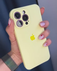 Étui en silicone pour protection d'appareil photo pour iPhone (jaune crème)