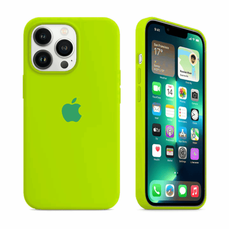 Coque en silicone pour iPhone (vert fluorescent) 