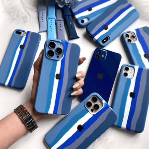iPhone Silicone Case (Blue Rainbow)