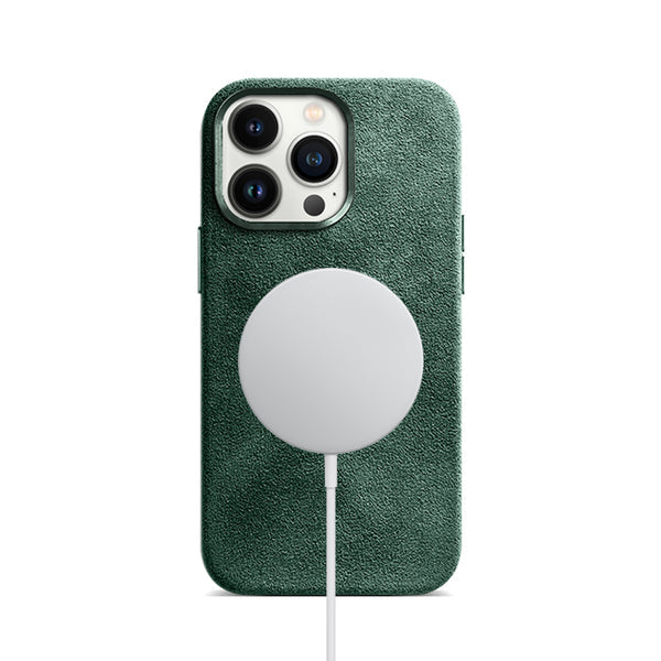 Luxury Alcantara Phone Case with MagSafe ( Green )