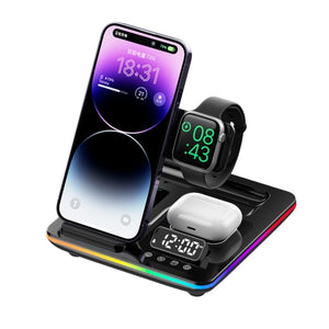 A93 15W 5 in 1 Multifunctional Foldable Wireless Charger Desktop Phone Stand