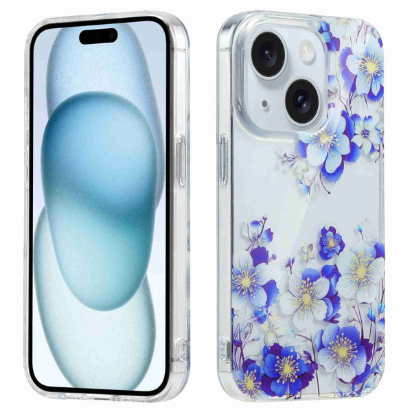 Electroplated Symphony Phone Case ( White Blue Flower )