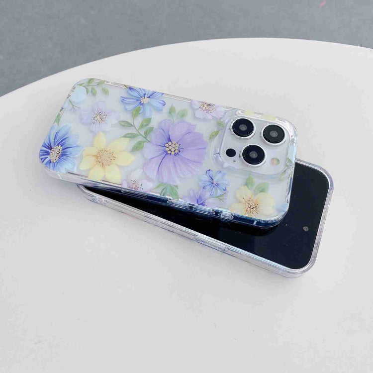 Electroplated Symphony Phone Case ( White Blue Flower )