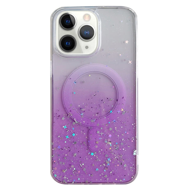 MagSafe Glitter Hybrid Clear TPU Phone Case ( Purple )