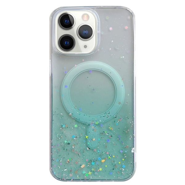 MagSafe Glitter Hybrid Clear TPU Phone Case ( Green )