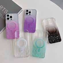 Cargar imagen en el visor de la galería, MagSafe Glitter Hybrid Clear TPU Phone Case ( White )
