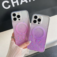 Cargar imagen en el visor de la galería, MagSafe Glitter Hybrid Clear TPU Phone Case ( White )
