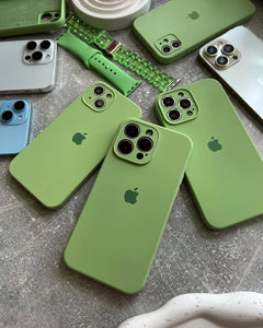 Étui en silicone pour protection d'appareil photo pour iPhone (vert matcha) 