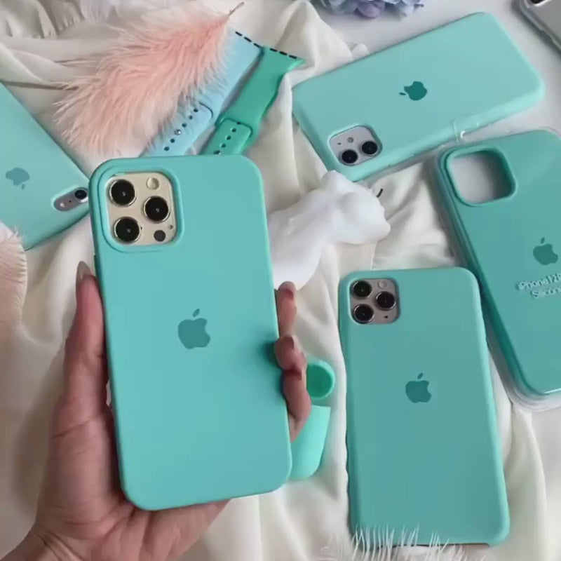 Custodia in silicone per iPhone (AZZURRO GHIACCIO)