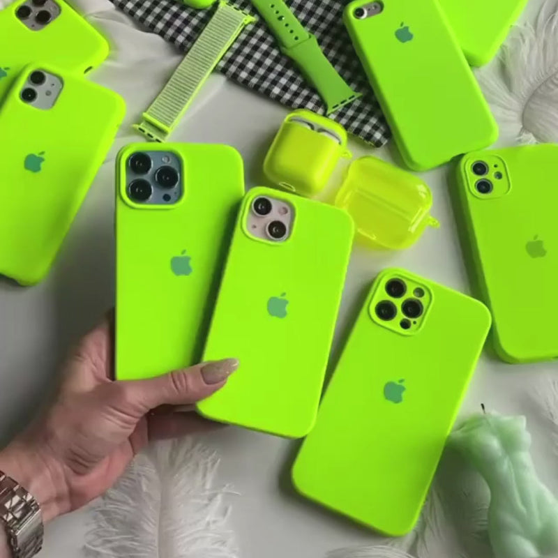 Coque en silicone pour iPhone (vert fluorescent) 