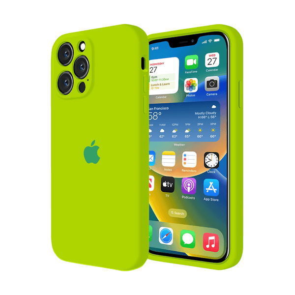 Custodia in silicone con protezione per fotocamera per iPhone (VERDE FLUORESCENTE)