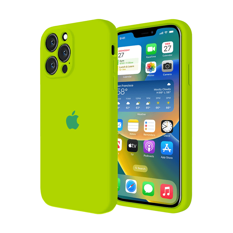 iPhone Siliconen Hoesje met Camerabescherming (FLUORESCEREND GROEN)