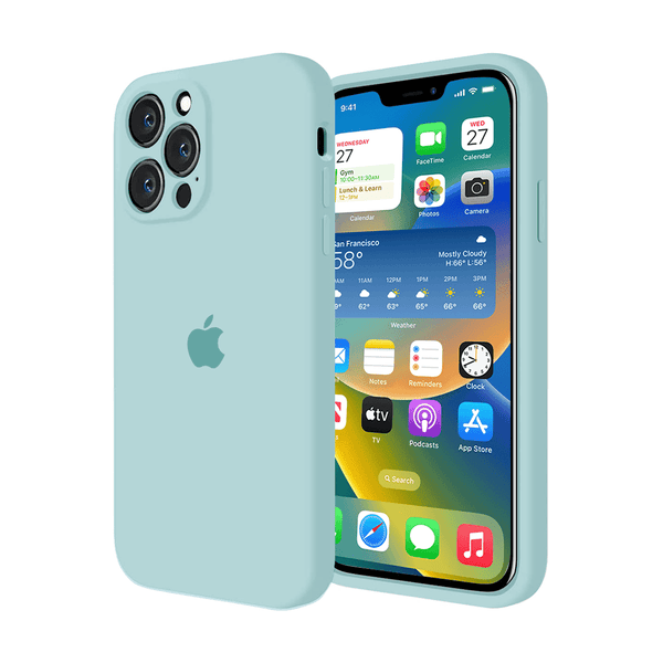 Étui en silicone pour protection d'appareil photo pour iPhone (bleu glacier) 