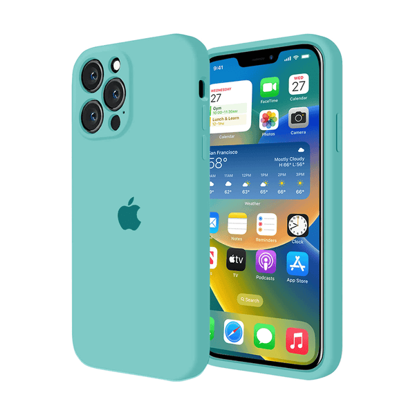 iPhone Siliconen Hoesje met Camerabescherming (IJSZEE BLAUW)