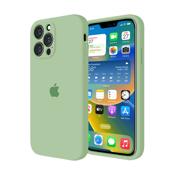 Funda de Silicona con Protector de Cámara para iPhone (VERDE MATCHA)