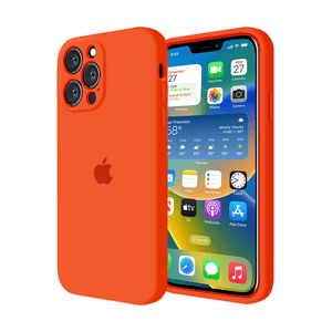 Étui en silicone pour protection d'appareil photo pour iPhone (Orange) 