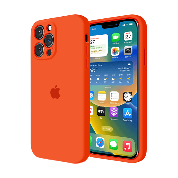 Funda de Silicona con Protector de Cámara para iPhone (NARANJA)