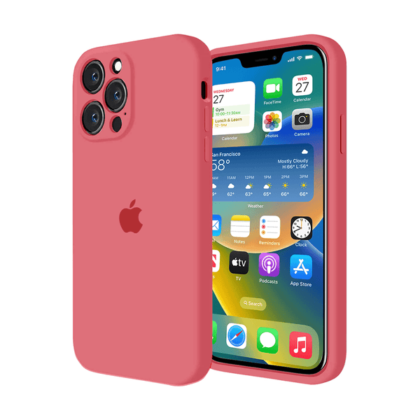 iPhone Kamera Korumalı Silikon Kılıf ( Pembe Narenciye ) 