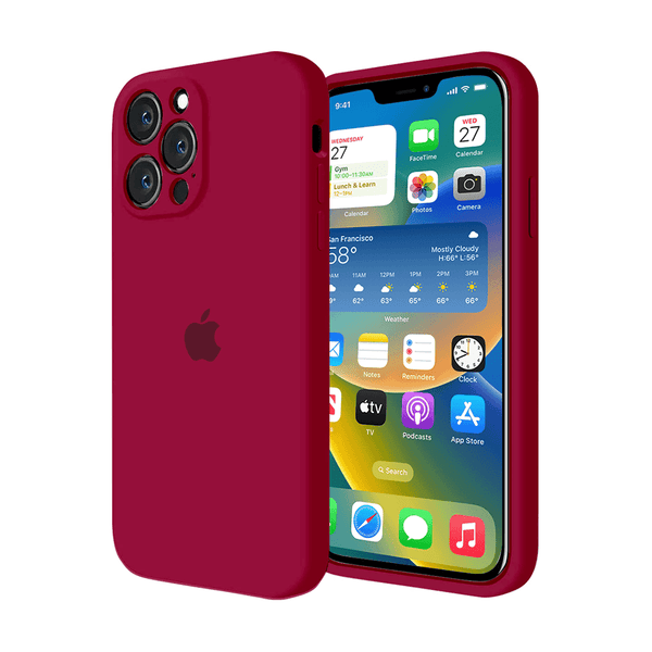 iPhone Siliconen Hoesje met Camerabescherming (ROZEN ROOD)