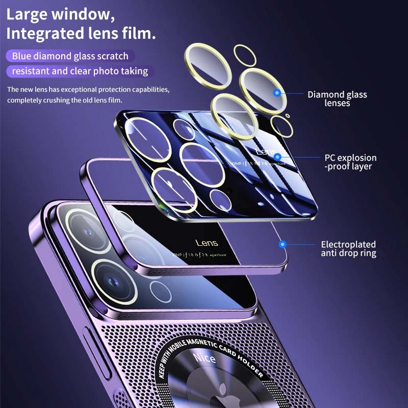 Metal Glass lens Phone Case With Magsafe