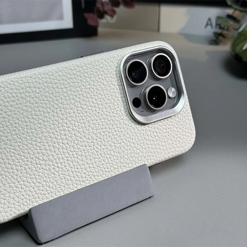 Luxury Leather Phone Case With Magsafe ( White )