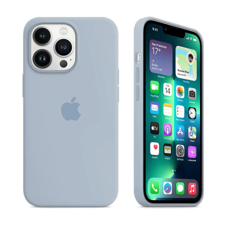 Coque en silicone pour iPhone (gris bleu) 