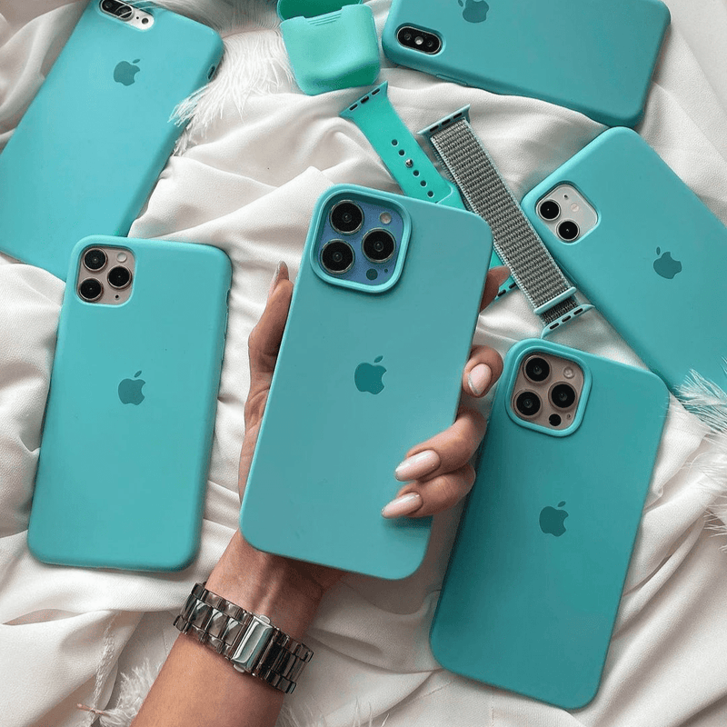 Custodia in silicone per iPhone (AZZURRO GHIACCIO)