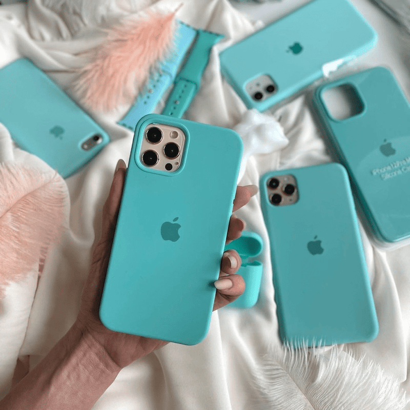 Coque en silicone pour iPhone (Bleu Glace Mer) 