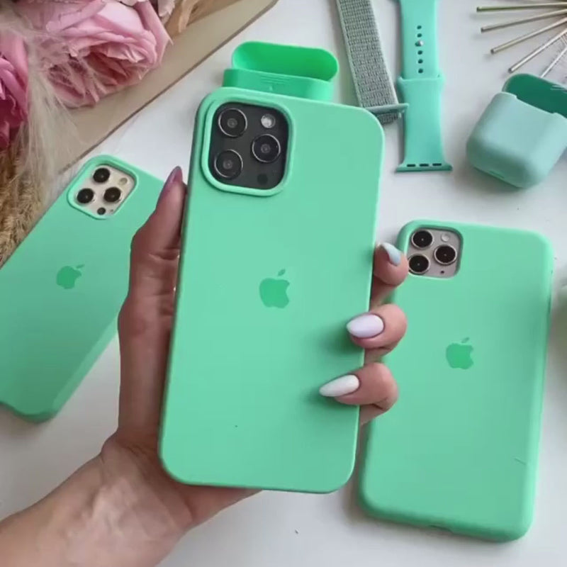 Coque en silicone pour iPhone (vert menthe verte) 