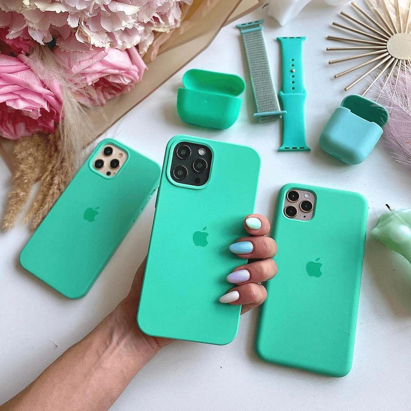 Coque en silicone pour iPhone (vert menthe verte) 