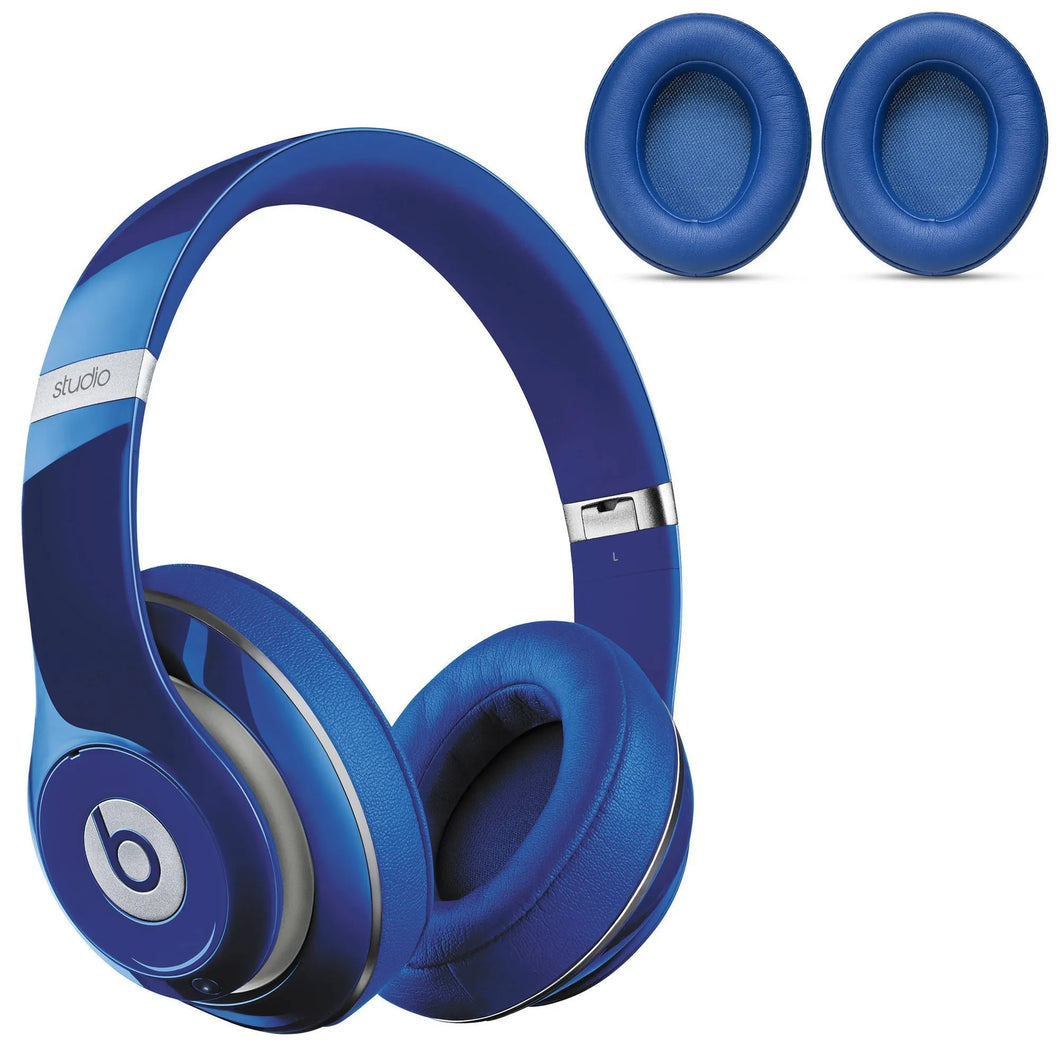 Beats Studio3, Studio 2.0 avec câble/sans fil, supra-auriculaire, bleu, cuir écologique (1 paire de coussinets d'oreille)